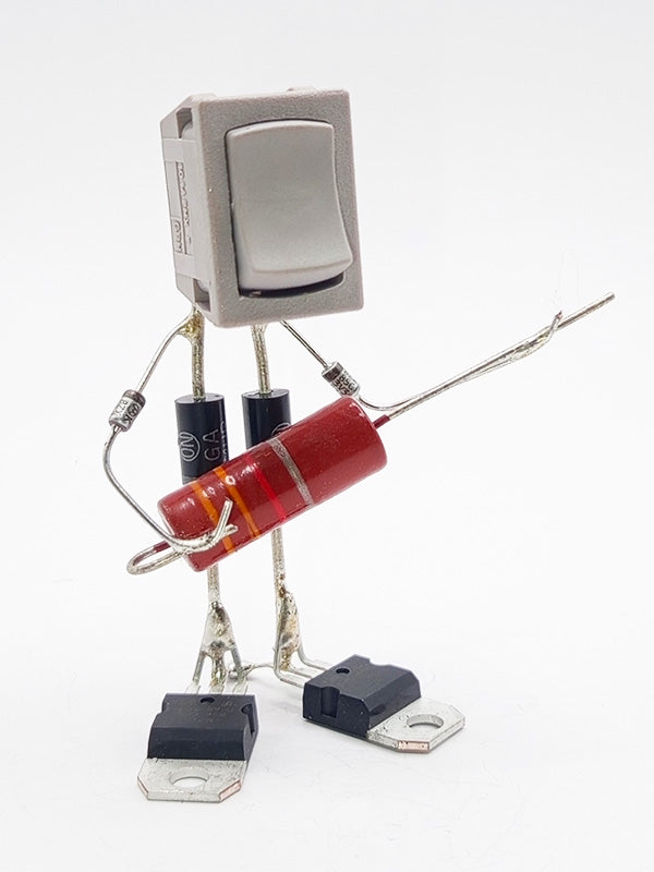 Sculpture électronique - Le guitariste interrupteur