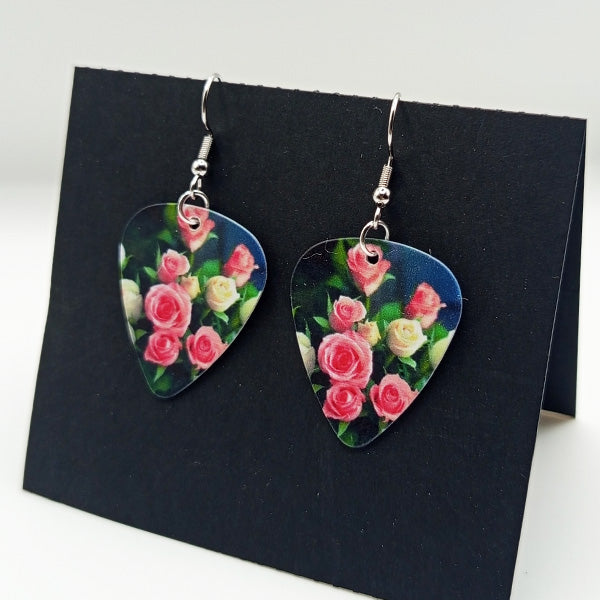 Boucles d'oreilles médiators - Bouquet de roses