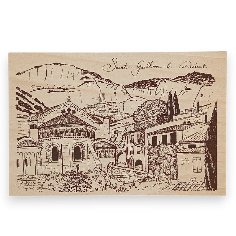 carte postale en bois sérigraphiée qui peut être envoyée par la poste avec un seul timbre