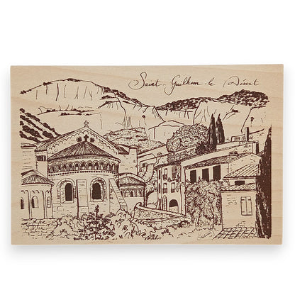 carte postale en bois sérigraphiée qui peut être envoyée par la poste avec un seul timbre