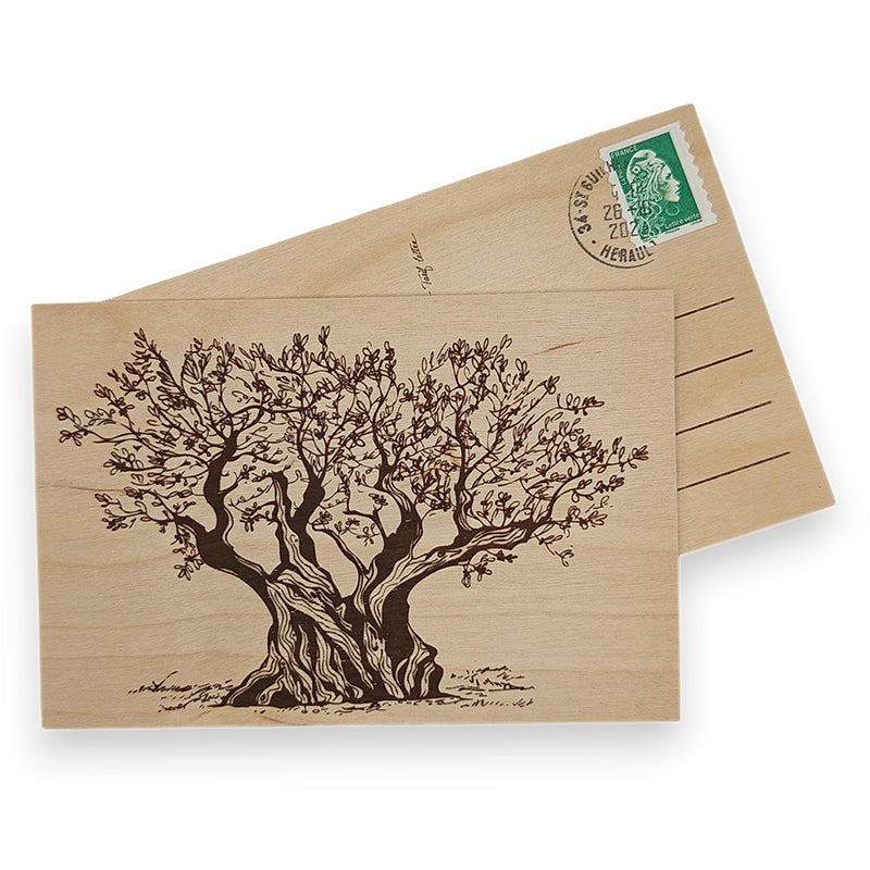 Carte postale en bois - L'olivier