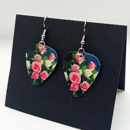 Boucles d'oreilles médiators - Bouquet de roses