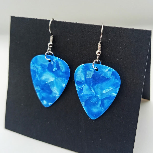 Boucles d'oreilles médiators - Nacre bleu clair