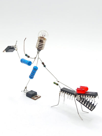 Sculpture électronique - Le chien et son maître